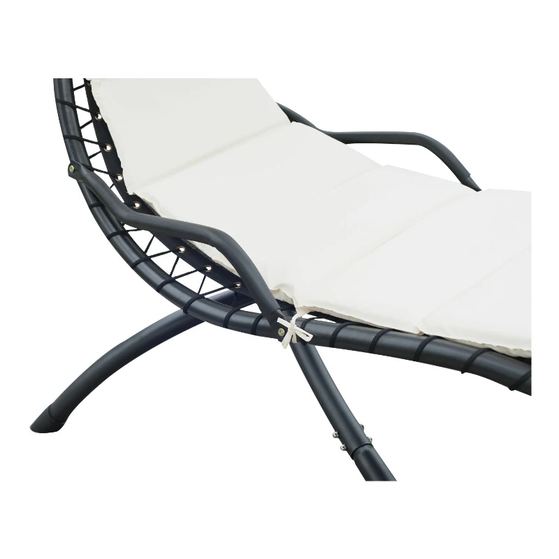 Outsunny Outdoor Hanging Sky Swing Chair with Stand – Cream