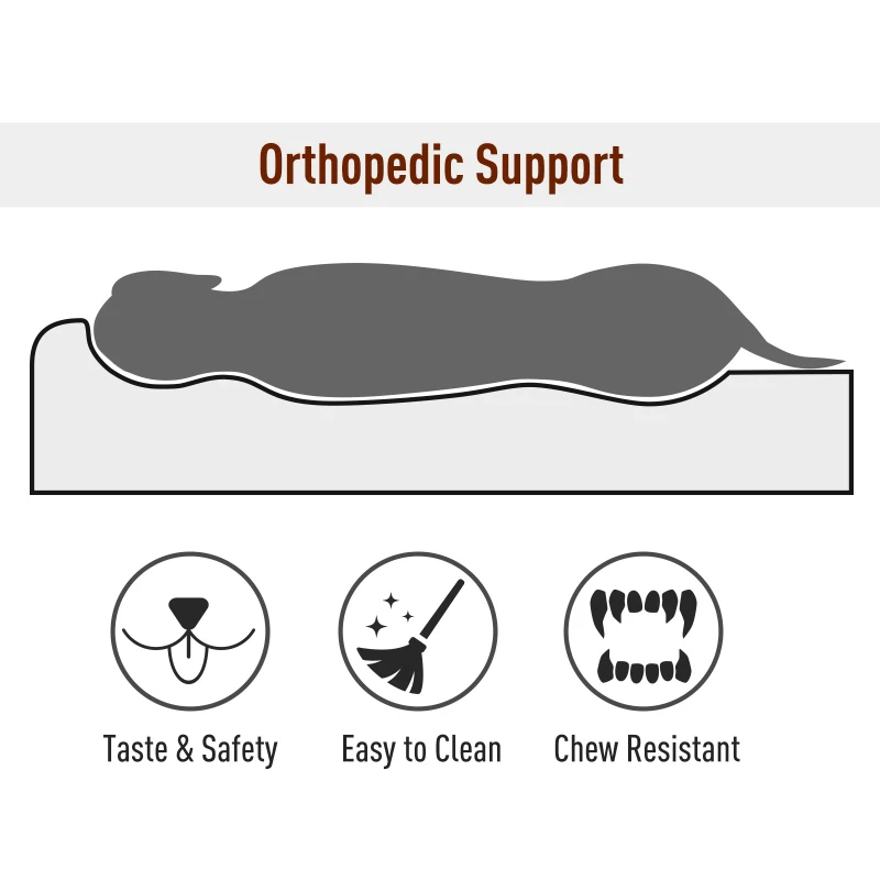 PawHut Orthopedic 52" x 36" Suede Padded Pet Dog Bed  Memory Foam Bolster with Pillow - Brown with Army Green Liner