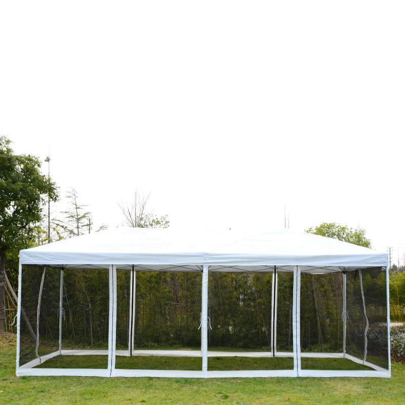 Outsunny 10' x 20' Pop Up Canopy Tent with Netting, Heavy Duty Large Party Tent, Instant Sun Shelter, with Carry Bag, for Backyard Garden Patio, Cream White