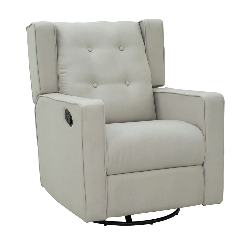 HomCom Lazy Boy Swivel Recliner Linen Fabric Gliding Recliner Sofa Chair - Beige