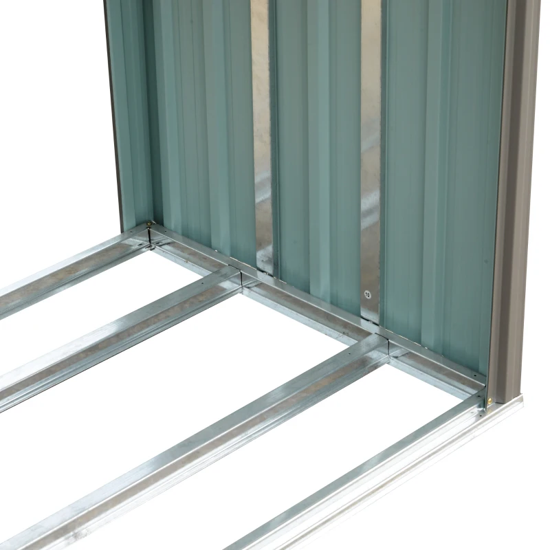 Outsunny 64" Steel Sturdy Firewood Covered Shed Storage Rack - Grey