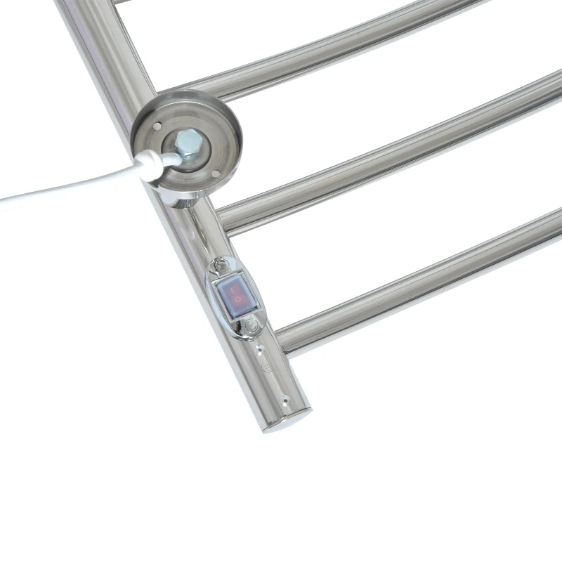 HomCom 10-Bar Electric Heated Towel Rack Warmer Curved Stainless Steel Wall Mounted Electronic Laundry Hanger Bath Furniture