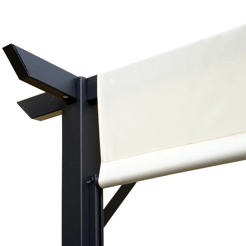 Outsunny 10’ x 12’ Steel Fabric Retractable Pergola Canopy Shade Kit - Cream White