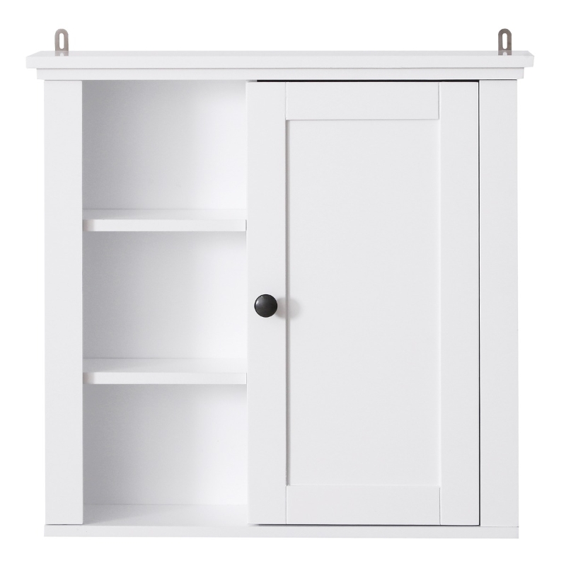 HomCom 21" Wood Wall Mount Bathroom Linen Storage Cabinet - White