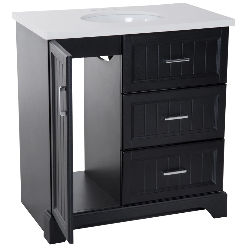 Kleankin 34” Modern Ceramic Sink Bathroom Vanity Set