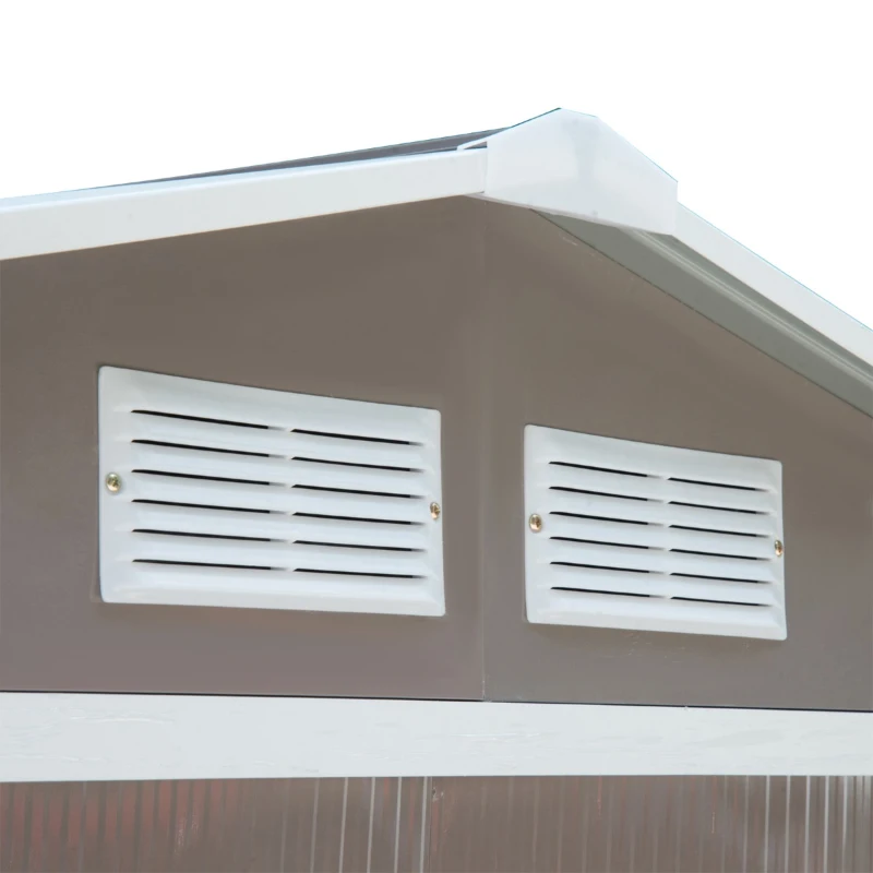 Outsunny 7' x 4' Outdoor Metal Garden Storage Shed with Sloped Roof - Gray/White
