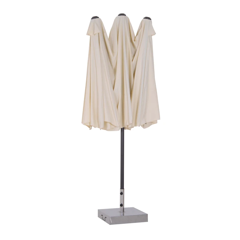 Open Box Outsunny 15' Steel Rectangular Outdoor Double Sided Market Umbrella - Cream White