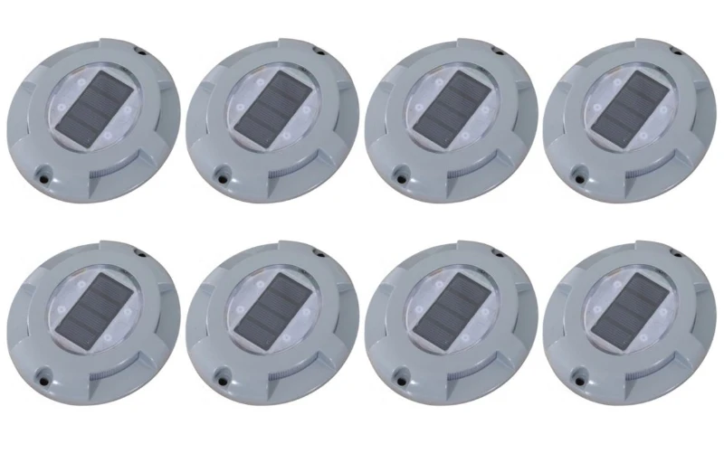 Outsunny Solar Powered LED Pathway Dock Driveway Road Marker Lights - 8 pack