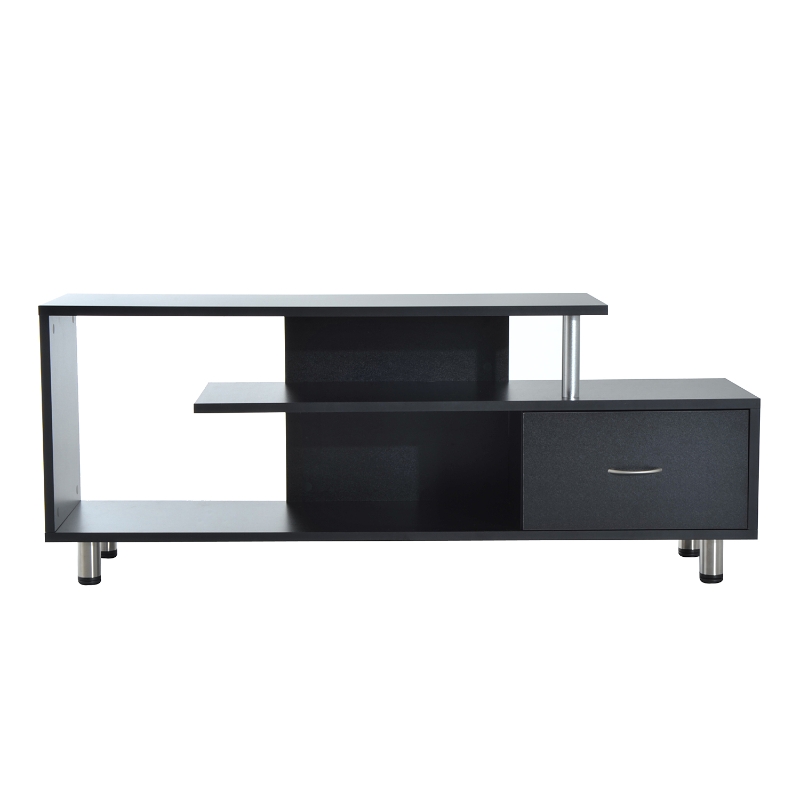 HomCom 60” Media Center Flat Screen TV Stand With Single Drawer Storage - Black