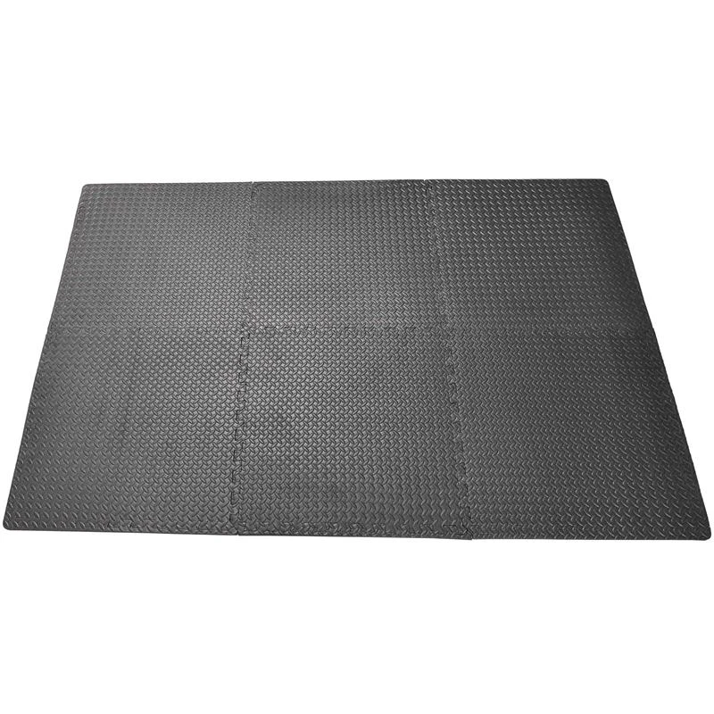 Soozier 24 sq ft Exercise Interlocking Protective Flooring - Six 24" x 24" x 3/8" Tiles - Black Diam