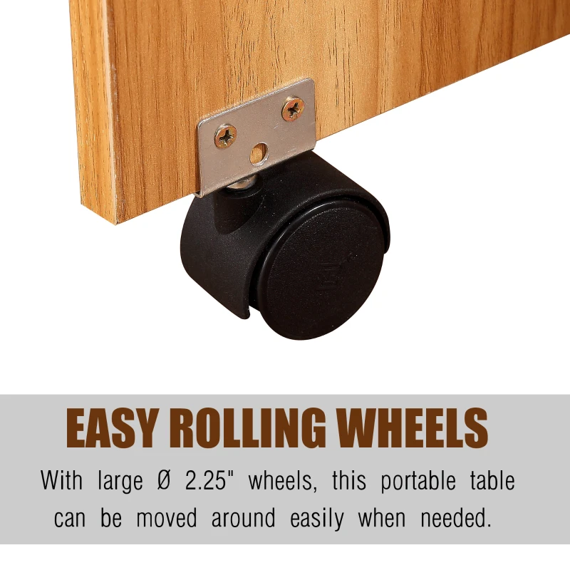 HOMCOM 47" Compact Folding Dining Table Foldable Wooden Table with Wheels Dining Room Furniture- Oak/White