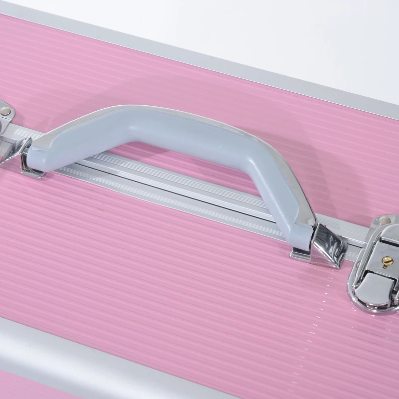 Soozier Large Makeup Train Case Professional MUA Vertical Rolling Full Travel Vanity Case - Pink