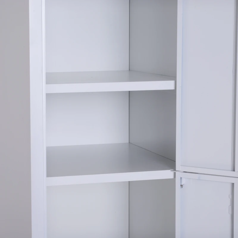 Vinsetto 71" 2 Tier Freestanding Steel Metal Lockable Employee Wall Locker Storage Cabinet - White