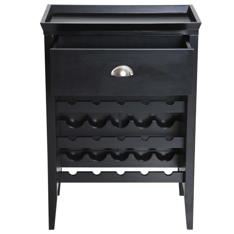 HomCom 33" 15 Bottle Floor Wine Rack Storage Cabinet - Black