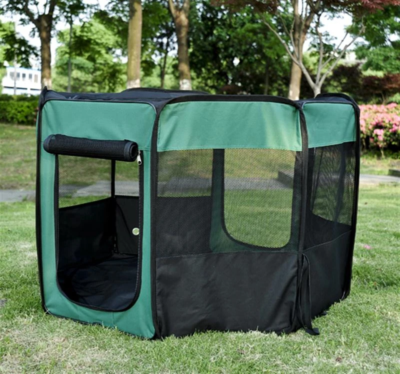 Pawhut 46" Deluxe Soft Sided Folding Pet Playpen Crate - Green / Black