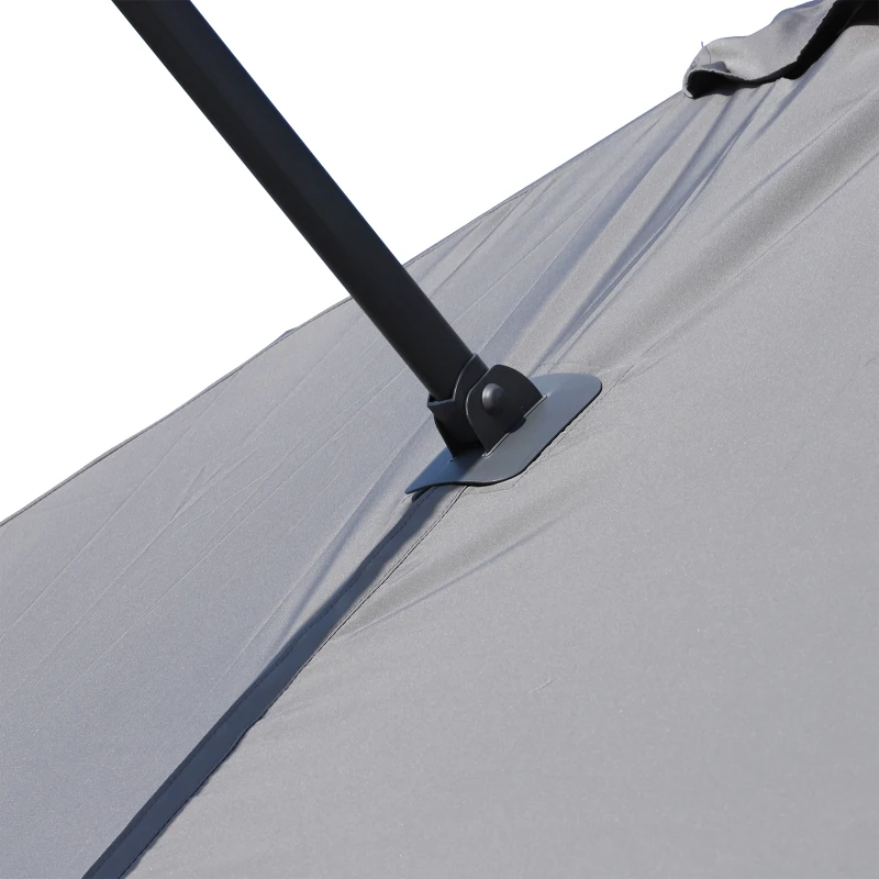 Outsunny 8ft x 8ft Square Offset 360 Cantilever Market Patio Umbrella with Cross Base Gray