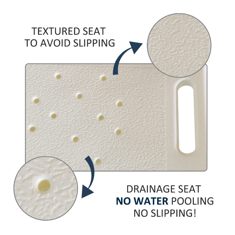 HomCom Rectangular Height Adjustable Mobility Medical Grade Stabilized Shower Seat Bath Stool