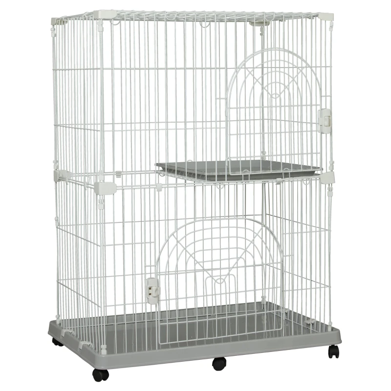 PawHut 48" Steel Wire Vertical Cat Pet Cage - White