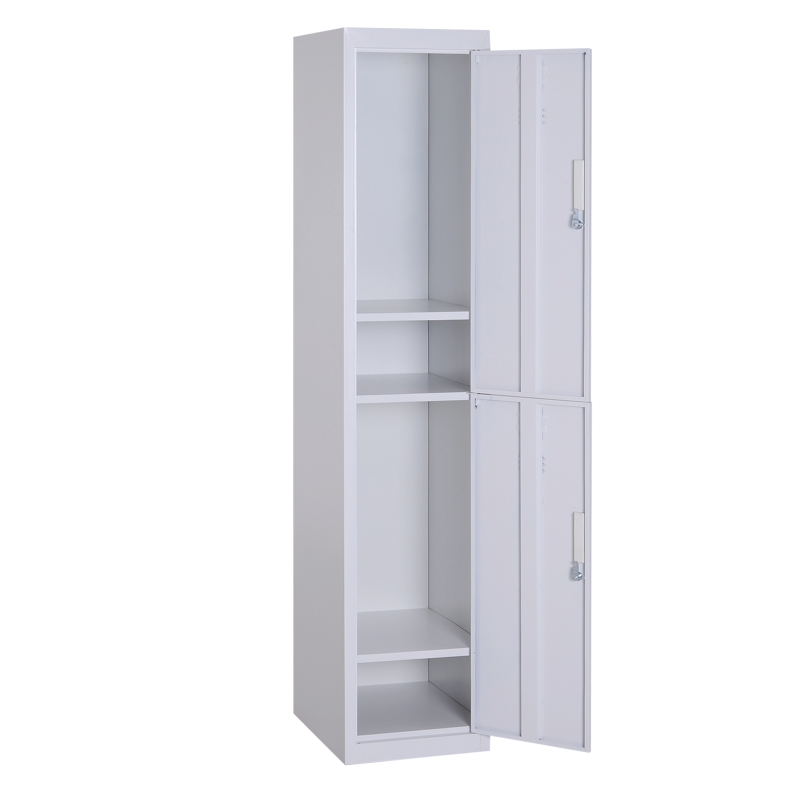 Vinsetto 71" 2 Tier Freestanding Steel Metal Lockable Employee Wall Locker Storage Cabinet - White