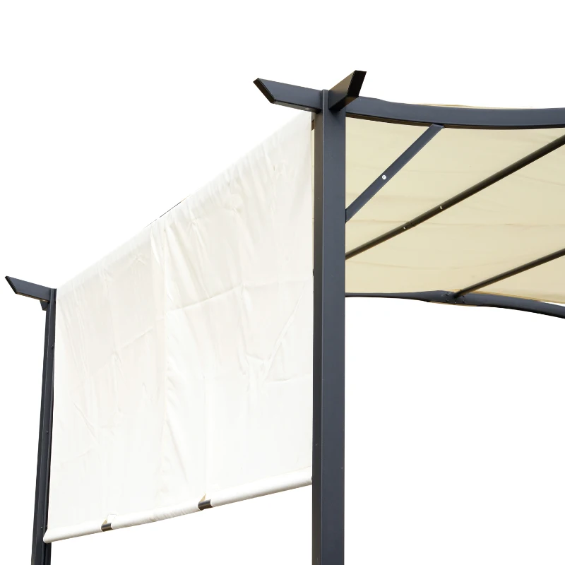 Outsunny 10’ x 12’ Steel Fabric Retractable Pergola Canopy Shade Kit - Cream White
