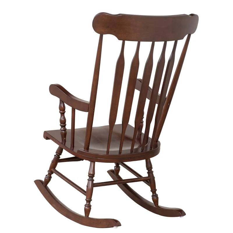 HomCom Wooden Baby Nursery Rocking Chair - Dark Brown