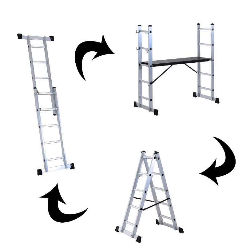 HomCom 4.5' Heavy Duty Aluminum Folding Scaffold Ladder