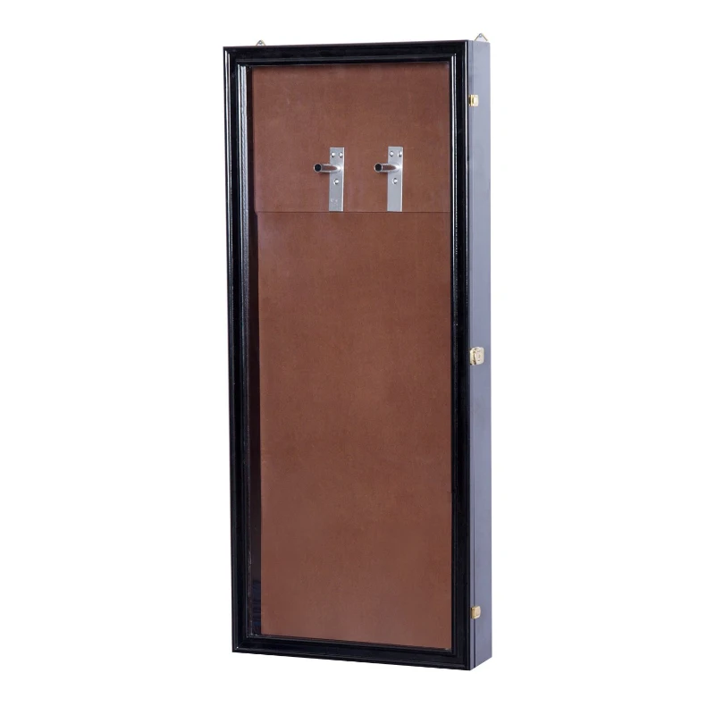 HomCom Wall Mounted Lockable Guitar Security Shadow Box Display Case - Black