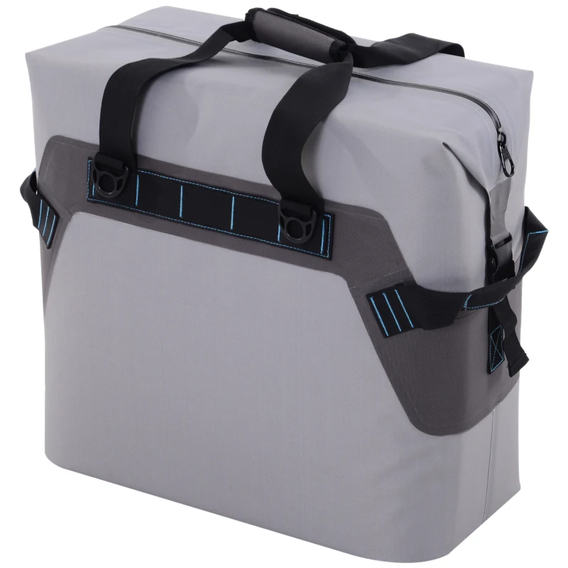 Outsunny 50 Quart Portable Insulated Waterproof Soft-Sided Cooler Picnic Tote Bag - Grey