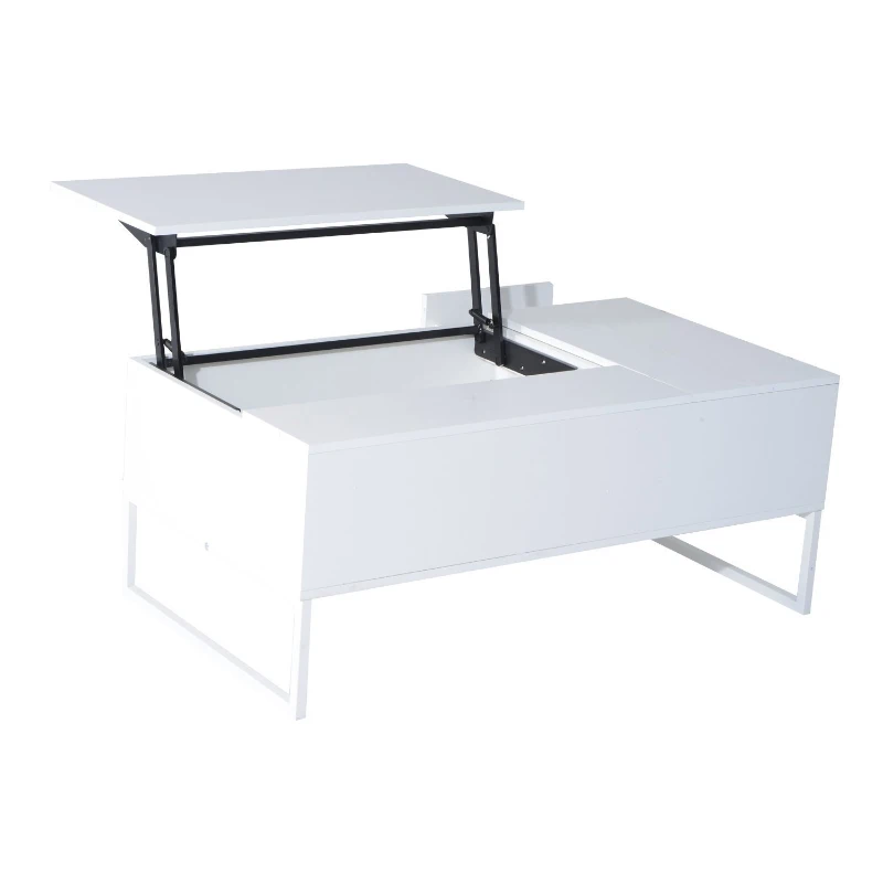 HomCom 43" Modern Lift Top Coffee Table with Hidden Storage - Matte White