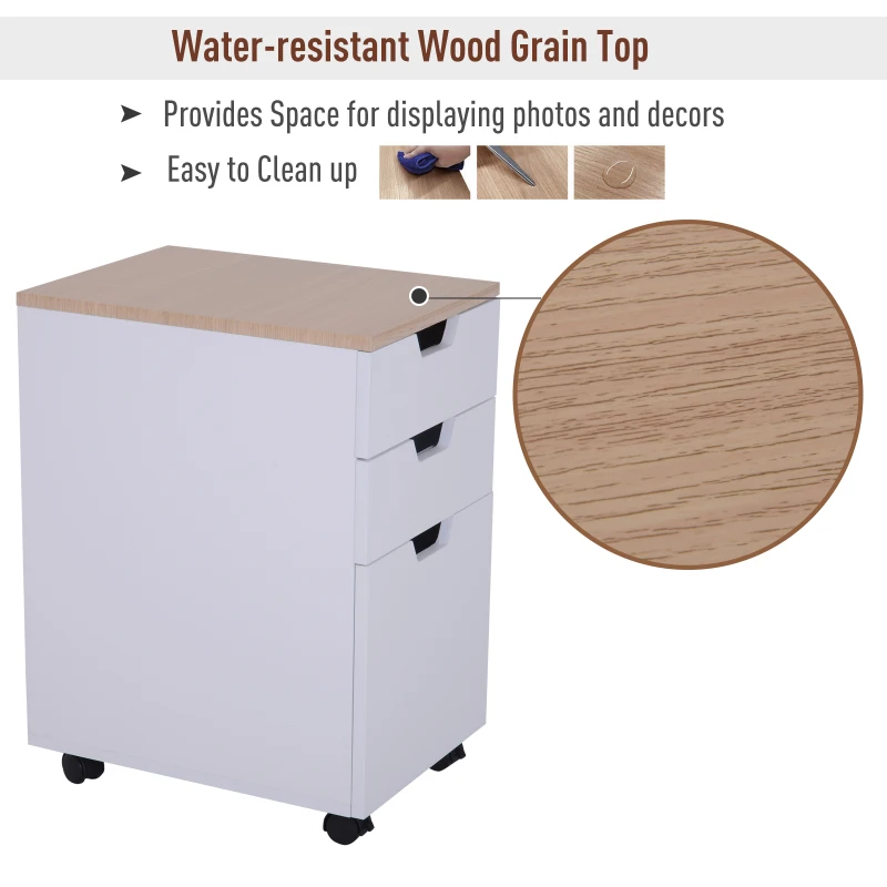 Open Box HomCom 24" 3-Drawer Modern Rolling Storage Cabinet Office Supply Printer Cart With Locking Wheels