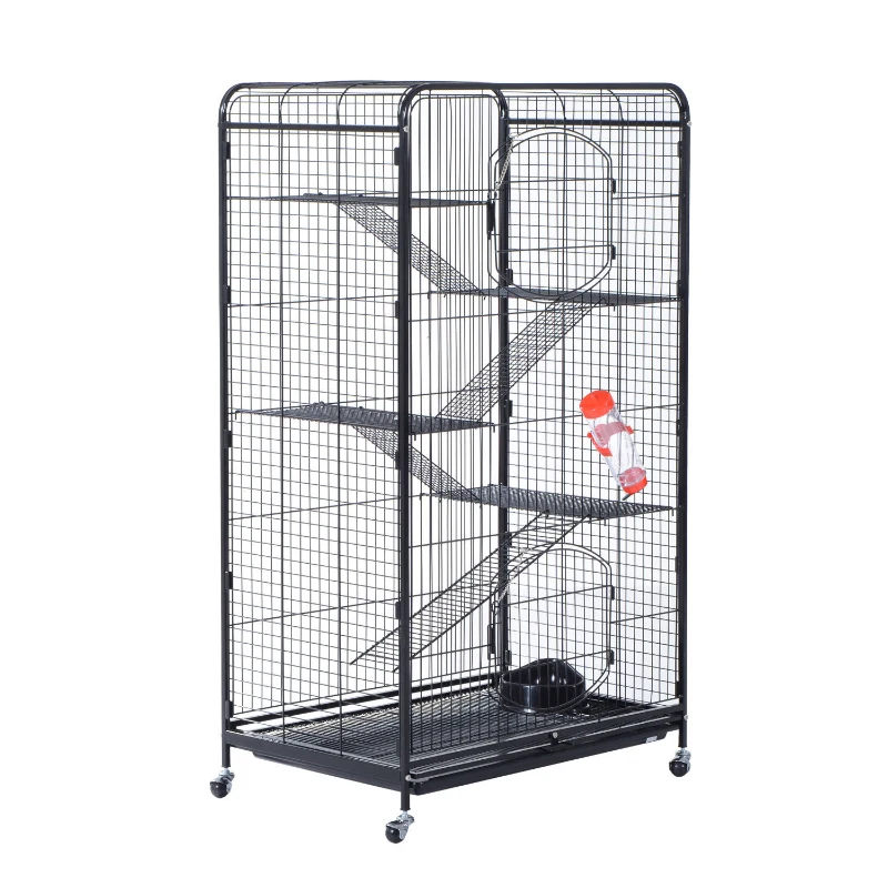 Pawhut 55” 5 Level Indoor Small Animal Cage Hutch - Black