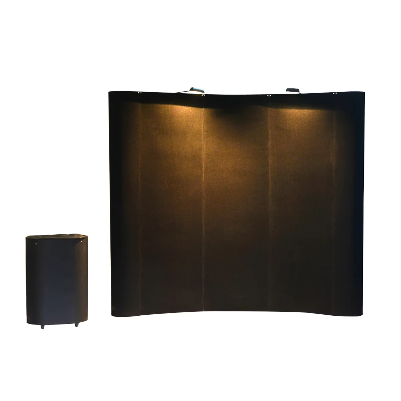 HomCom 8' x 8' Portable Pop Up Display Trade Show Booth Kit with Spotlights - Black