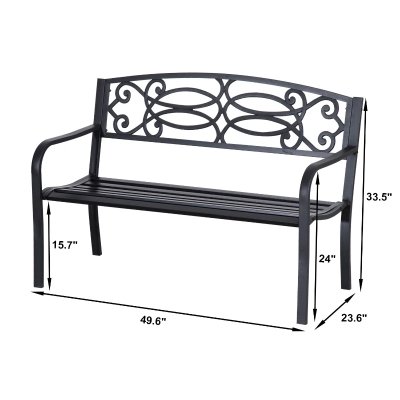 Outsunny 2 Seater 50" Steel Flowering Design Decorative Lawn Patio Garden Bench