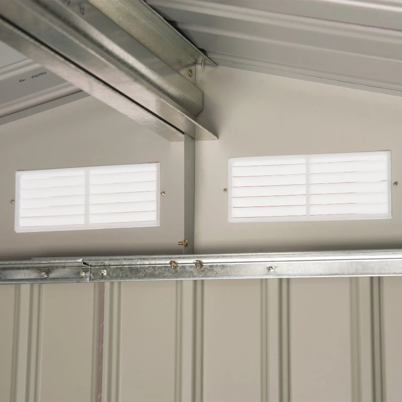 Outsunny 7' x 4' Outdoor Metal Garden Storage Shed with Sloped Roof - Gray/White