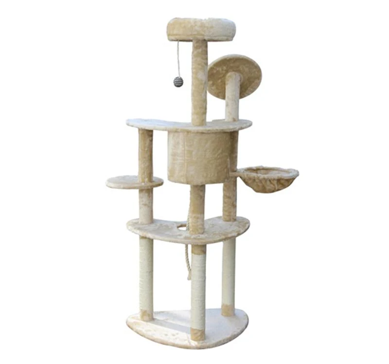 Pawhut 60" Cream Cat Tree Condo - Cream