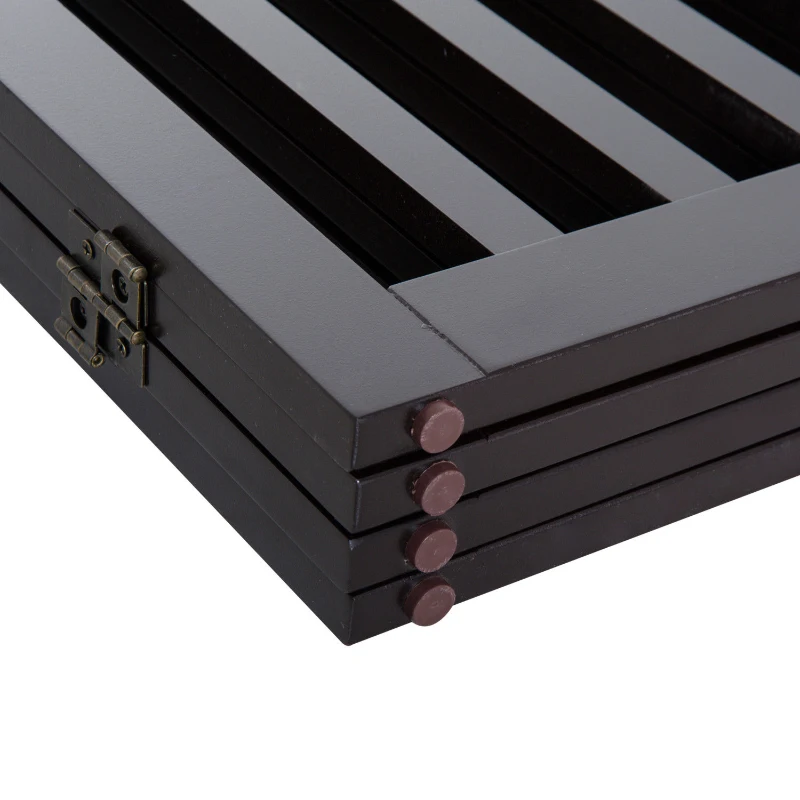 PawHut 36" x 80" Wooden Freestanding 4 Panel Expandable Pet Gate - Rich Espresso