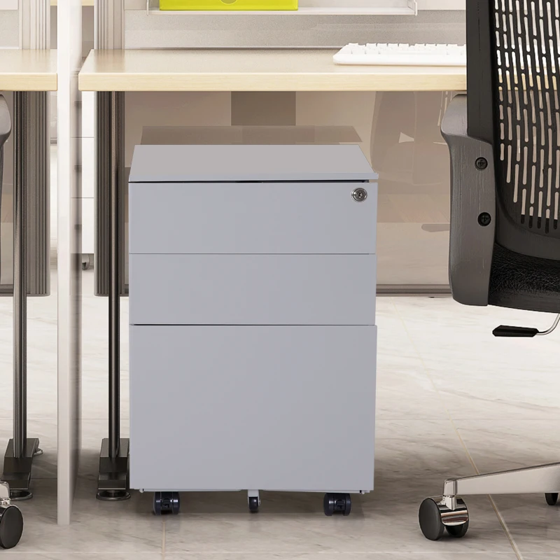 Vinsetto 24" Metal 3 Drawer Locking Under Desk Filing Cabinet On Wheels - Grey