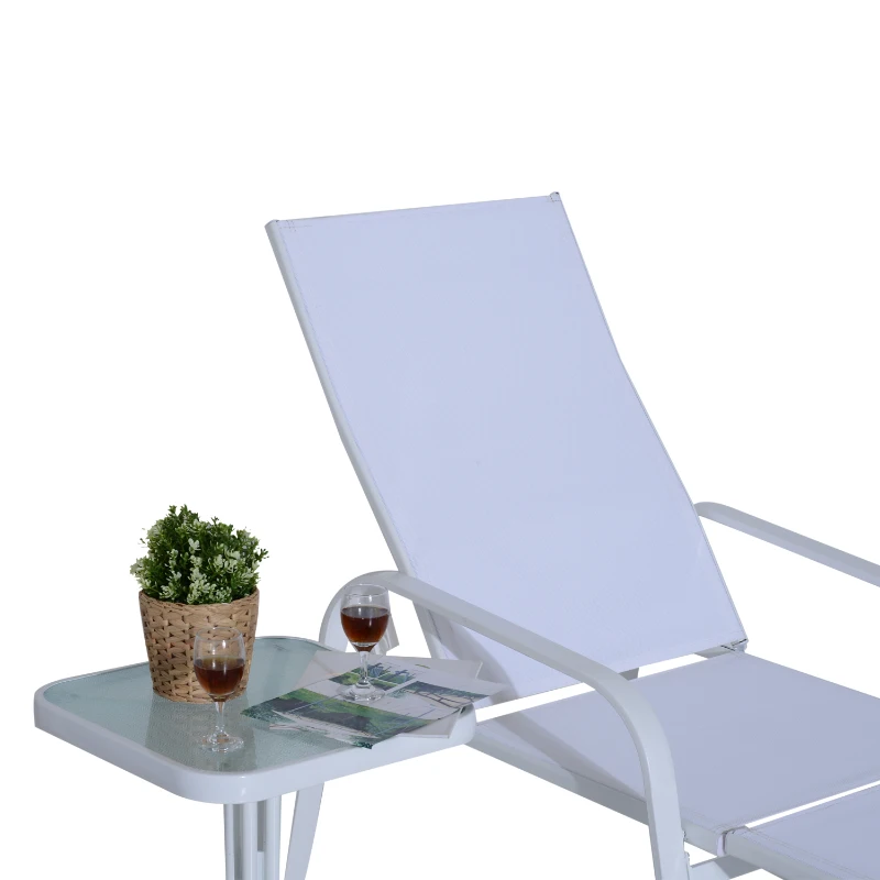 Outsunny 5 Piece Metal Outdoor Patio Furniture Leisure Set - Cream White