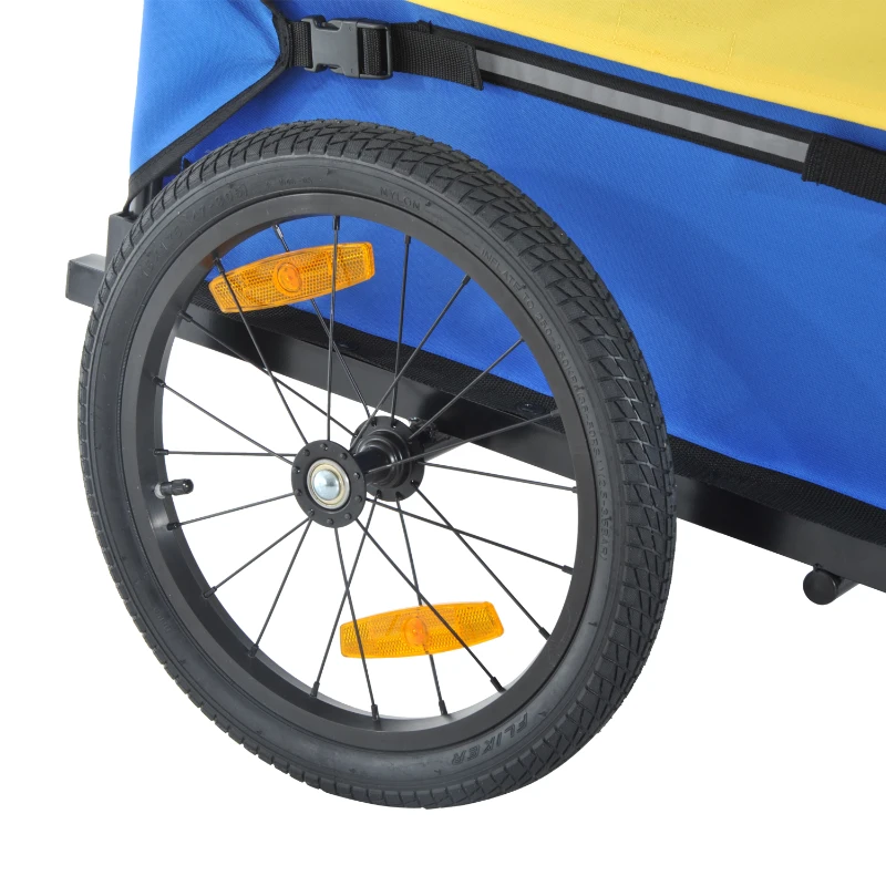Aosom Two Wheel Enclosed Bike Cargo Trailer with Hitch - Blue/Yellow