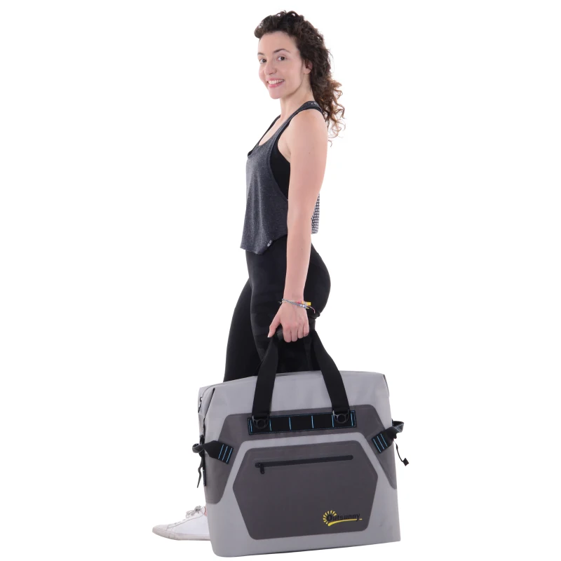 Outsunny 50 Quart Portable Insulated Waterproof Soft-Sided Cooler Picnic Tote Bag - Grey