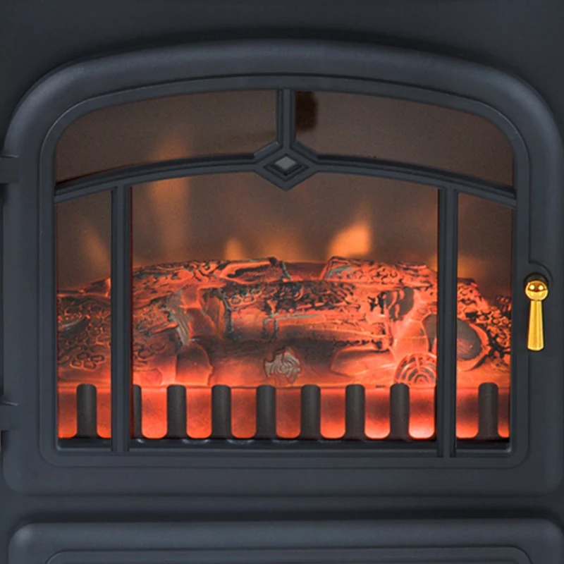 HOMCOM 16" 1500W Compact Freestanding Electric Wood Stove Fireplace Heater With Realistic Flames - Black