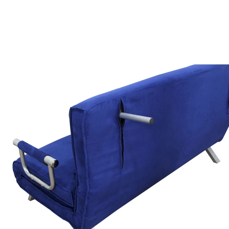 HomCom Full Size Folding 5 Position Steel Convertible Sleeper Bed Chair - Deep Blue