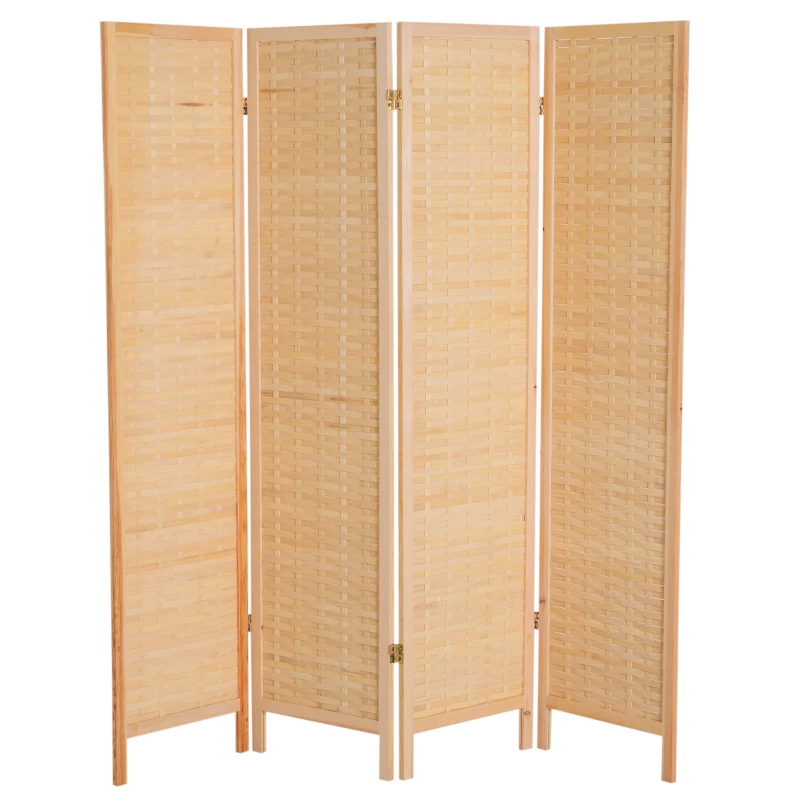 HomCom 6' 4-Panel Bamboo Screen Freestanding Room Divider