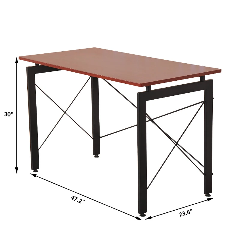 HomCom 48" Sturdy Simple Late Modern Home Office Desk Workstation with Anti-Slip Feet - Chestnut Brown / Black