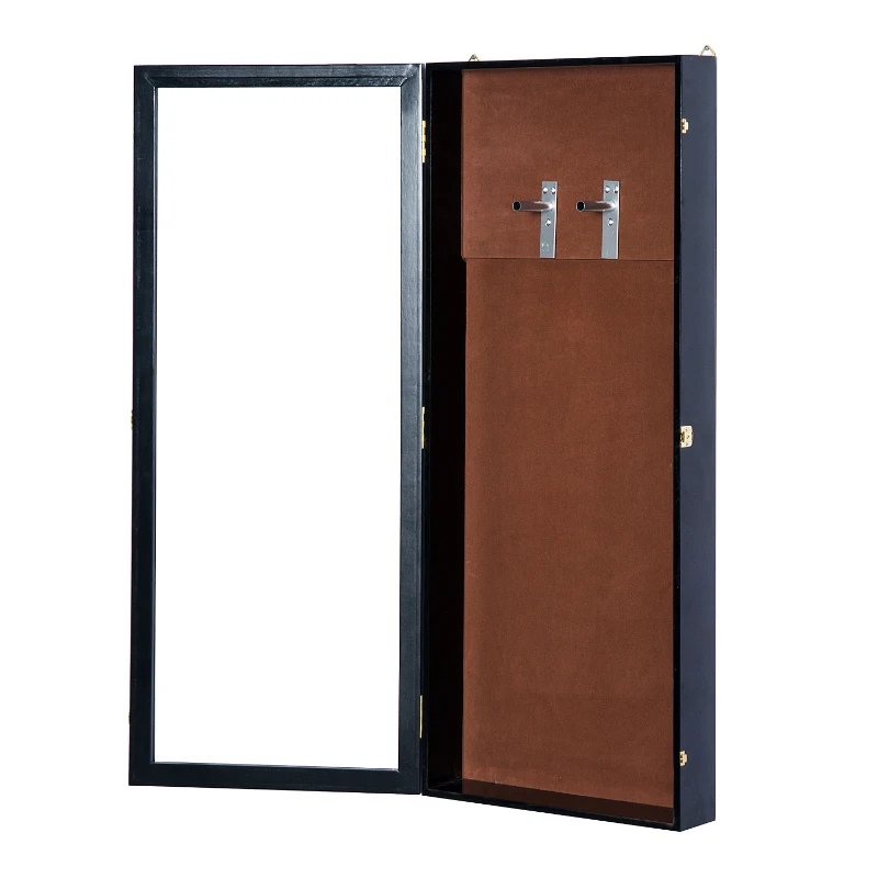 HomCom Wall Mounted Lockable Guitar Security Shadow Box Display Case - Black