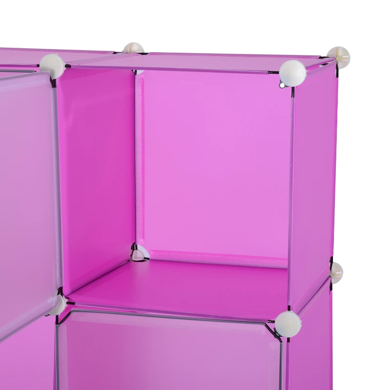HomCom Customizable 12-Cube Plastic Storage Organizer - Pink