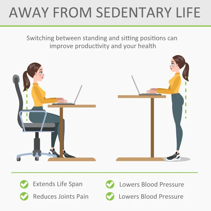 Vinsetto 65.75" Adjustable Height Standing Desk, V-Shaped Computer Desk Workstation for Home, Office, Black