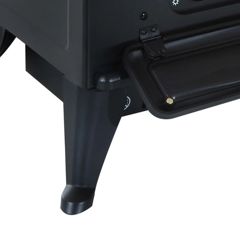 HOMCOM 16" 1500W Compact Freestanding Electric Wood Stove Fireplace Heater With Realistic Flames - Black