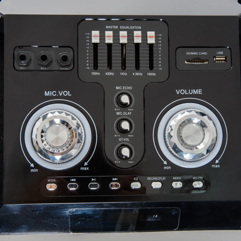 HomCom 37" Portable Remote Control Indoor Outdoor Bluetooth Capable Dual Speaker Stereo with Wheels