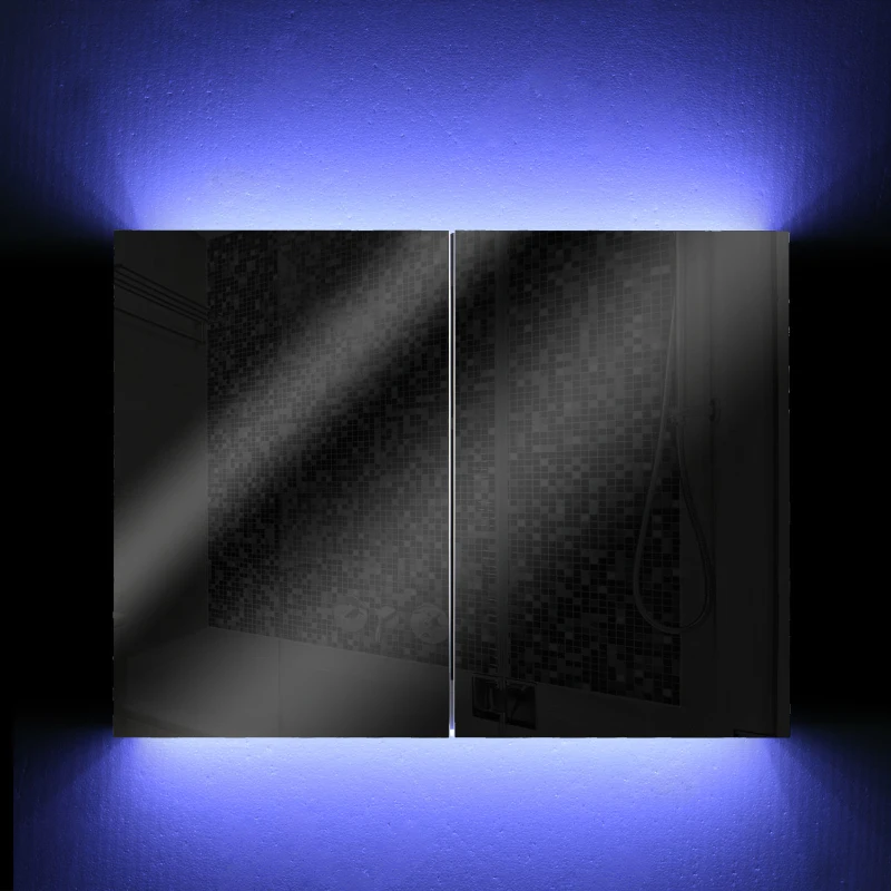 HomCom 32" LED Double Door Bathroom Mirror Medicine Cabinet - White